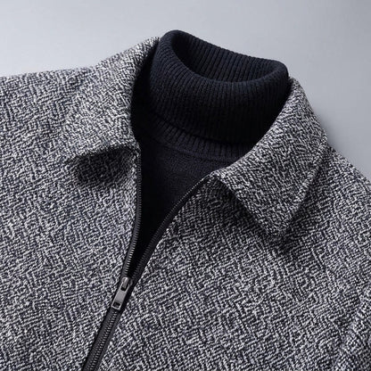 Knit Wool Full-Zip Jacket — Relaxed Fit Turn-Down Collar 12