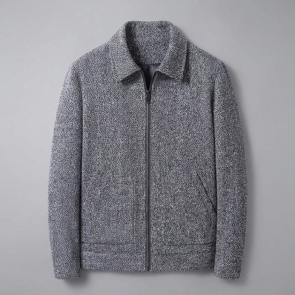 Knit Wool Full-Zip Jacket — Relaxed Fit Turn-Down Collar 11