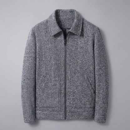 Knit Wool Full-Zip Jacket — Relaxed Fit Turn-Down Collar 11