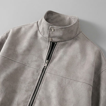 Arizona Suede Jacket — Retro Vintage Zip-Up Stand Collar 9