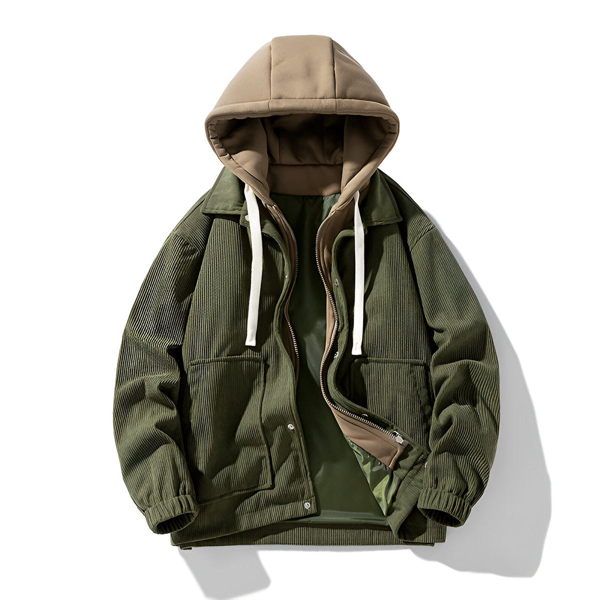 Timber Corduroy Jacket — Hooded Zip-Up with Patch Pockets 1