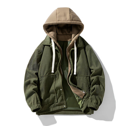Timber Corduroy Jacket — Hooded Zip-Up with Patch Pockets 1
