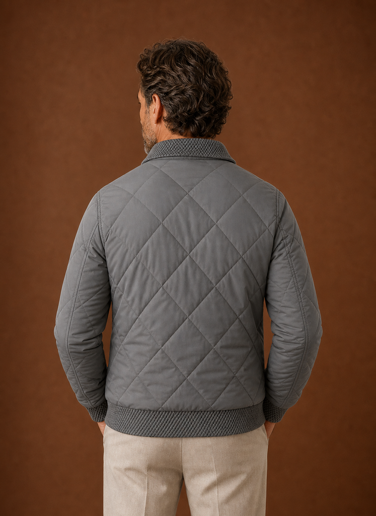 Men's Quilted Bomber Jacket — Zip-Up Casual Outerwear 3