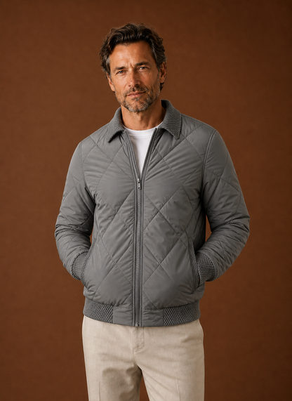 Men's Quilted Bomber Jacket — Zip-Up Casual Outerwear 1