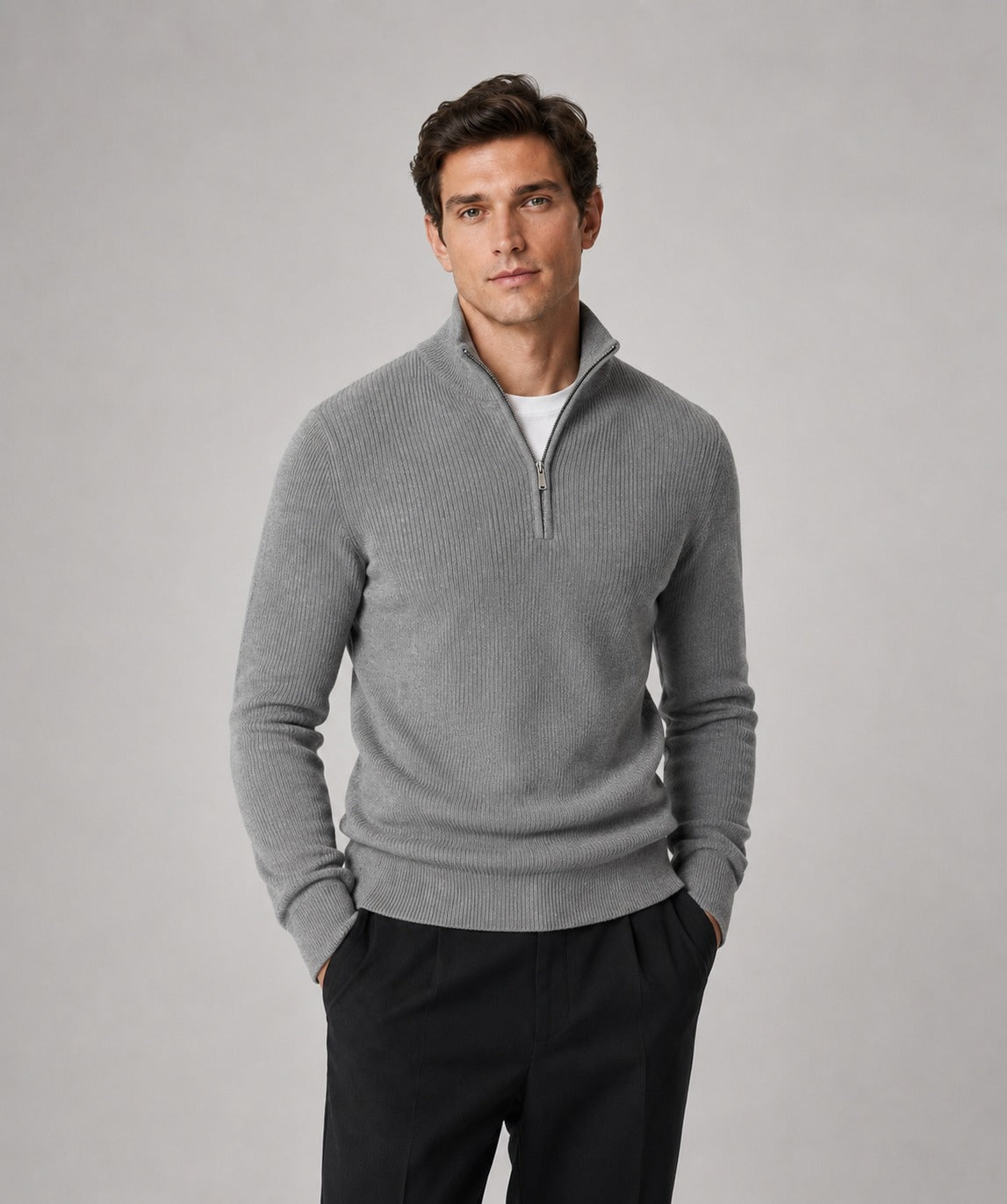 Hover Brothers - Men's - Half-Zip High Neck Sweater
