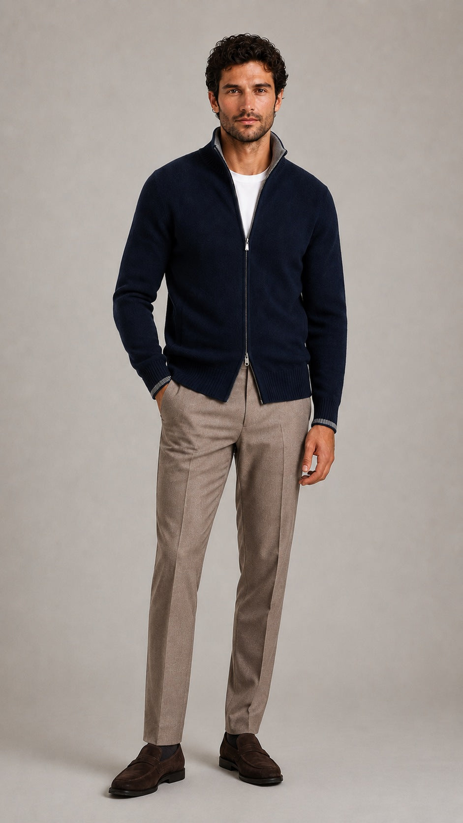 Hover Brothers - Men's - Merino Wool Full-Zip Cardigan