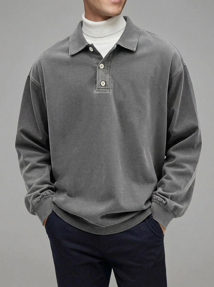 Men's Wool Blend Long Sleeve Polo – Warm Layering Shirt 10