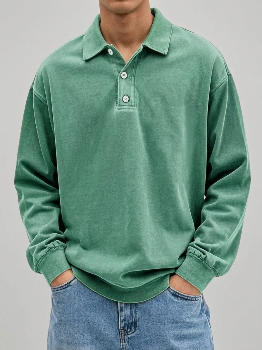 Men's Wool Blend Long Sleeve Polo – Warm Layering Shirt 8