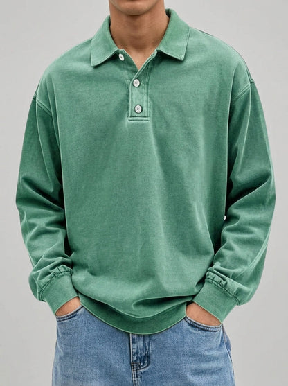 Men's Wool Blend Long Sleeve Polo – Warm Layering Shirt 8