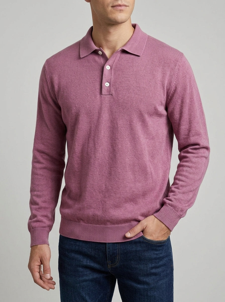 Men's Wool Blend Long Sleeve Polo – Warm Layering Shirt 6