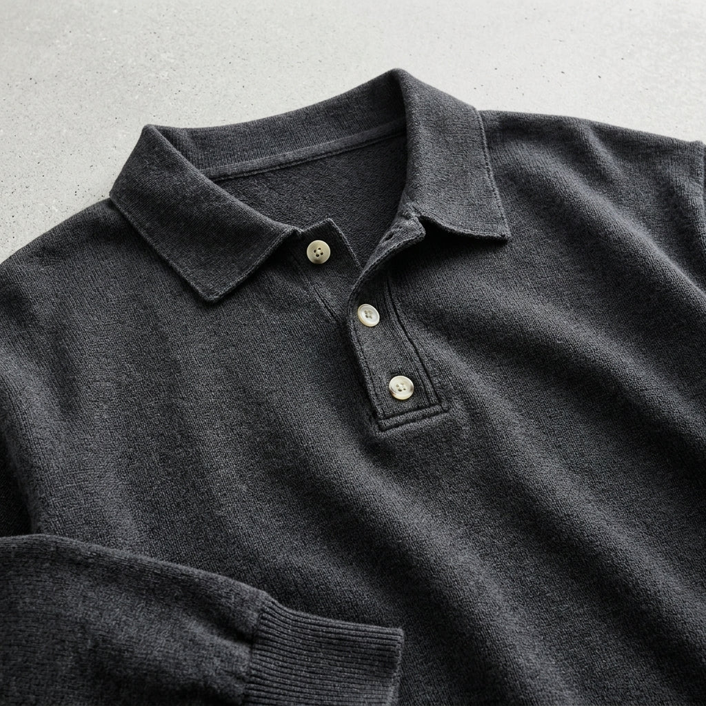 Men's Wool Blend Long Sleeve Polo – Warm Layering Shirt 3