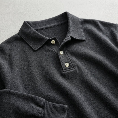 Men's Wool Blend Long Sleeve Polo – Warm Layering Shirt 3