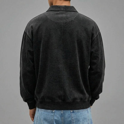 Men's Wool Blend Long Sleeve Polo – Warm Layering Shirt 2