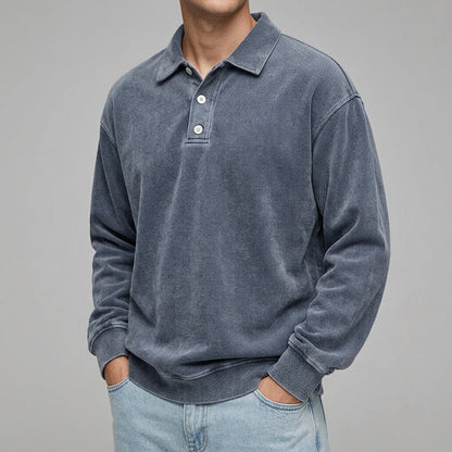 Men's Wool Blend Long Sleeve Polo – Warm Layering Shirt 11