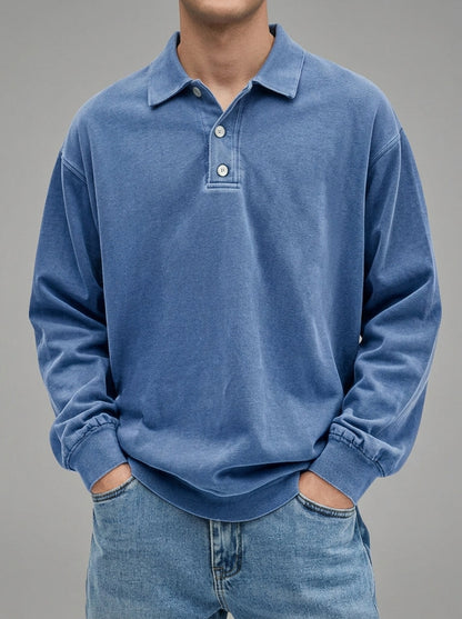 Men's Wool Blend Long Sleeve Polo – Warm Layering Shirt 4