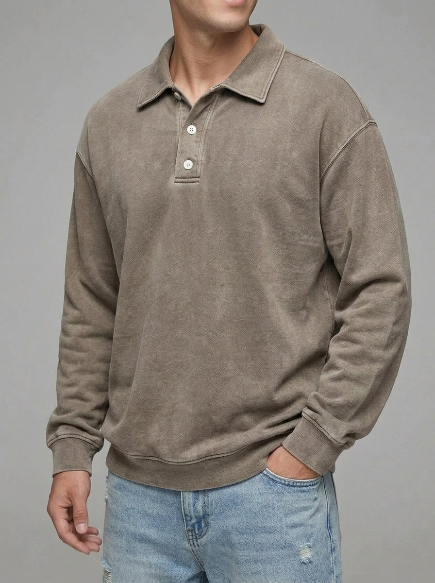 Men's Wool Blend Long Sleeve Polo – Warm Layering Shirt 9