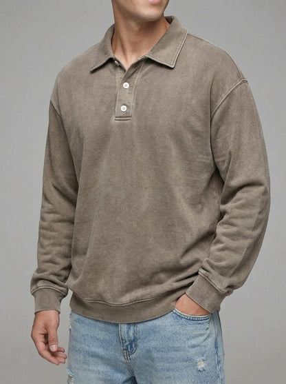 Men's Wool Blend Long Sleeve Polo – Warm Layering Shirt 9