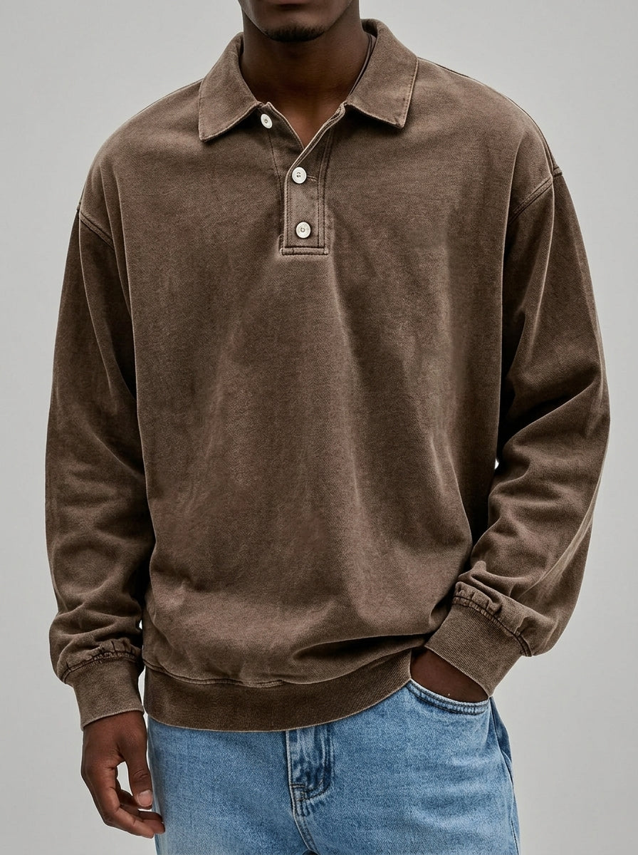 Men's Wool Blend Long Sleeve Polo – Warm Layering Shirt 5