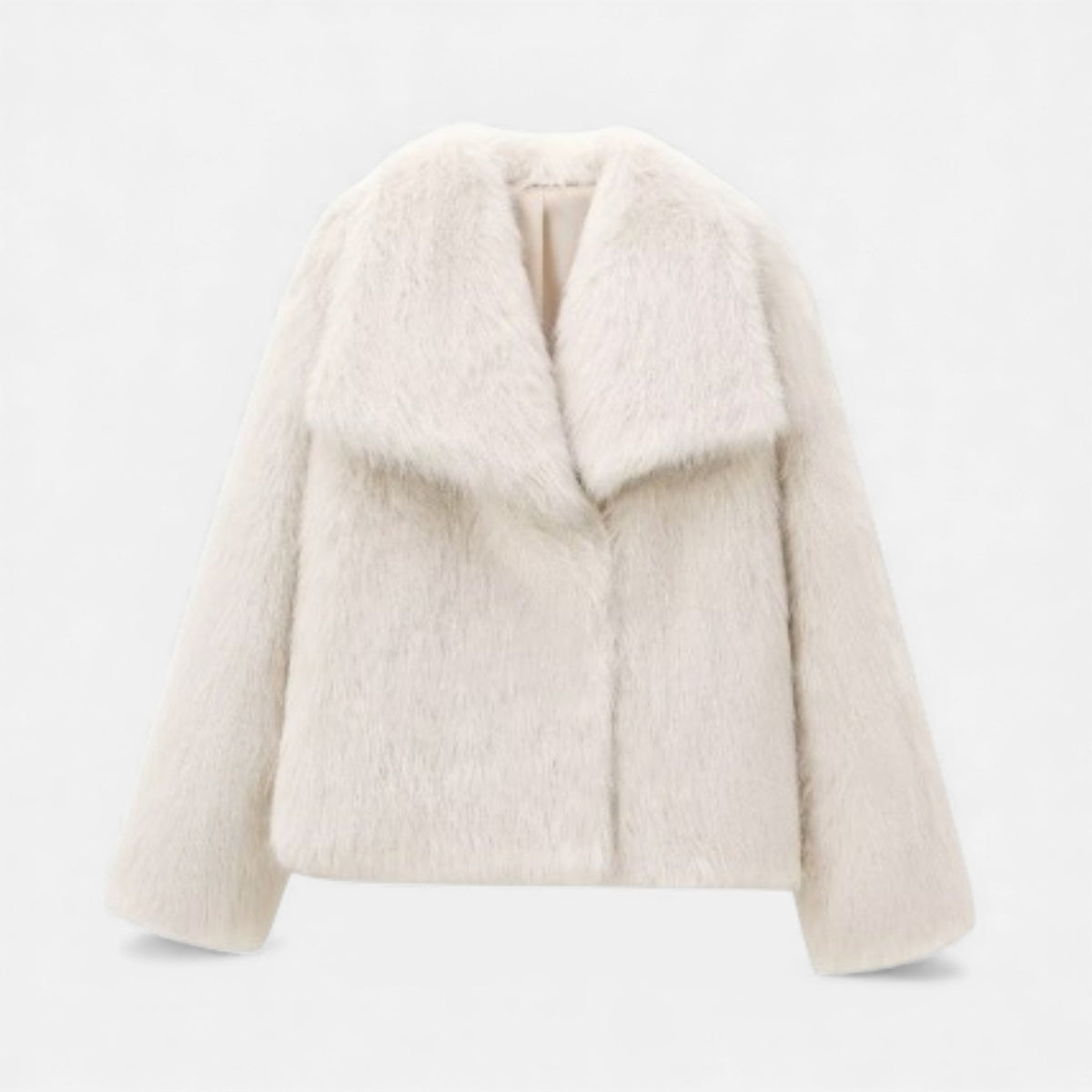 Women's Faux Fur Lapel Short Coat — Snap Button Jacket 7