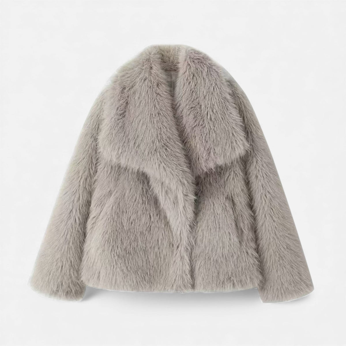 Women's Faux Fur Lapel Short Coat — Snap Button Jacket 1