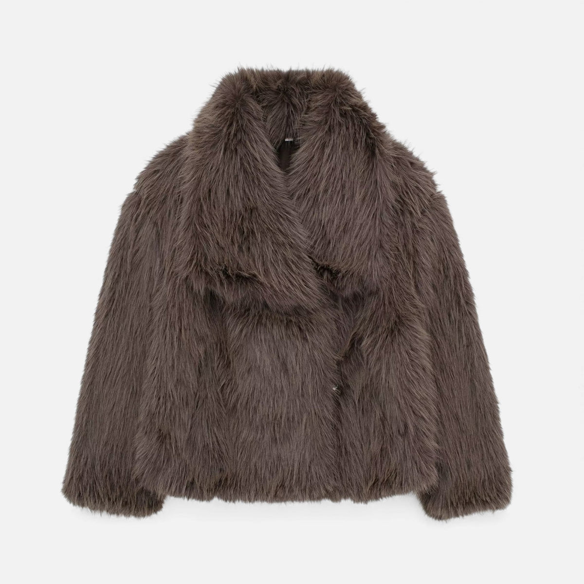 Women's Faux Fur Lapel Short Coat — Snap Button Jacket 5