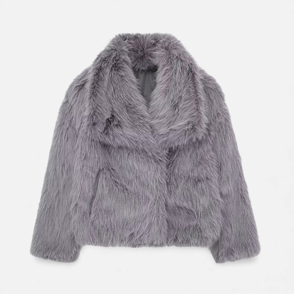 Women's Faux Fur Lapel Short Coat — Snap Button Jacket 6