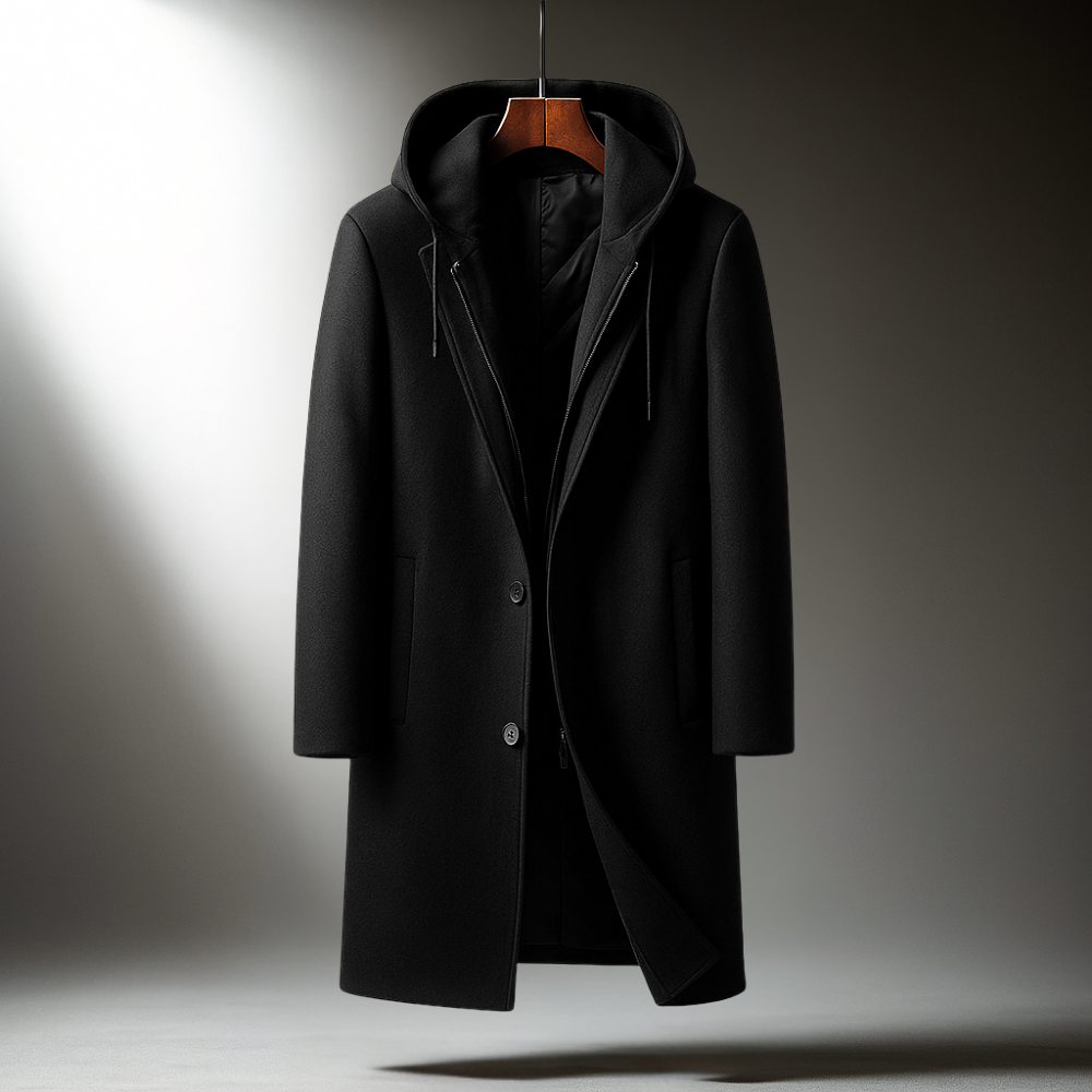 Delmar Wool-Blend Hooded Overcoat — Full-Zip Classic Fit 7