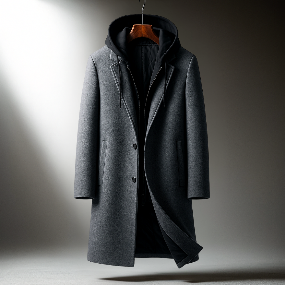 Delmar Wool-Blend Hooded Overcoat — Full-Zip Classic Fit 6
