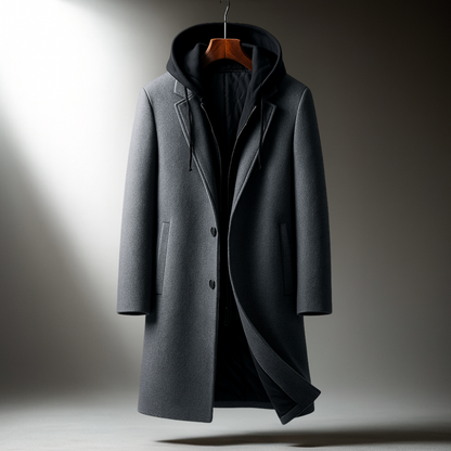 Delmar Wool-Blend Hooded Overcoat — Full-Zip Classic Fit 6