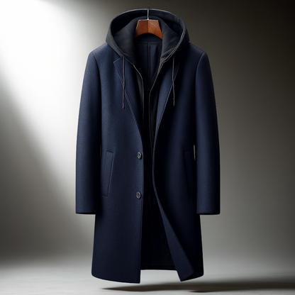 Delmar Wool-Blend Hooded Overcoat — Full-Zip Classic Fit 8