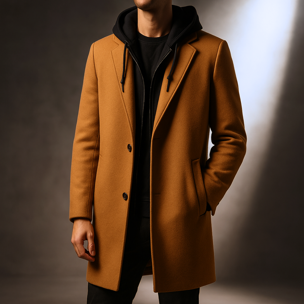 Delmar Wool-Blend Hooded Overcoat — Full-Zip Classic Fit 1