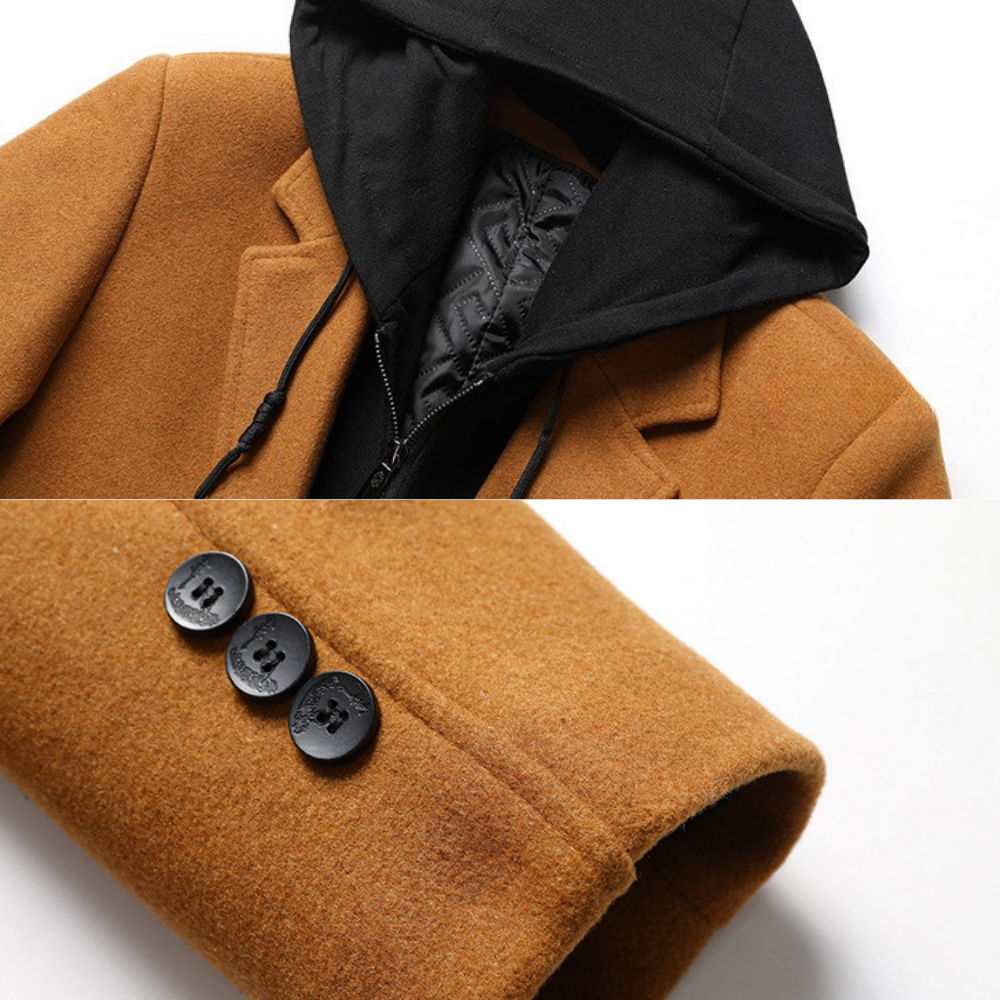 Delmar Wool-Blend Hooded Overcoat — Full-Zip Classic Fit 5