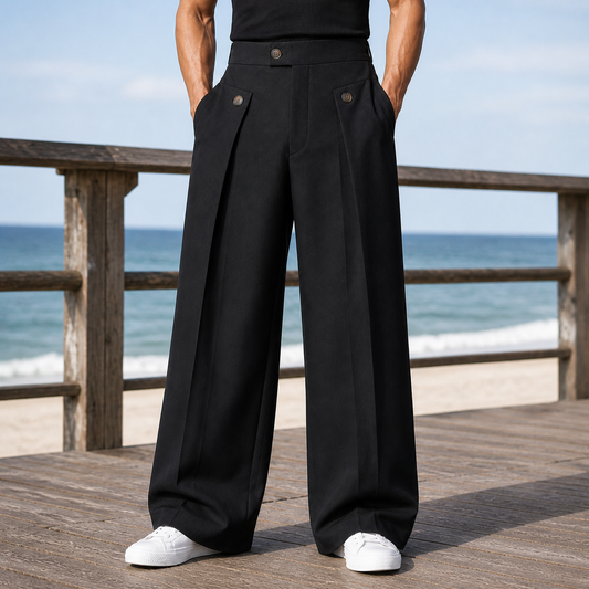 Men's Otto Wide Leg Pants — High-Rise Tailored Pleats 1