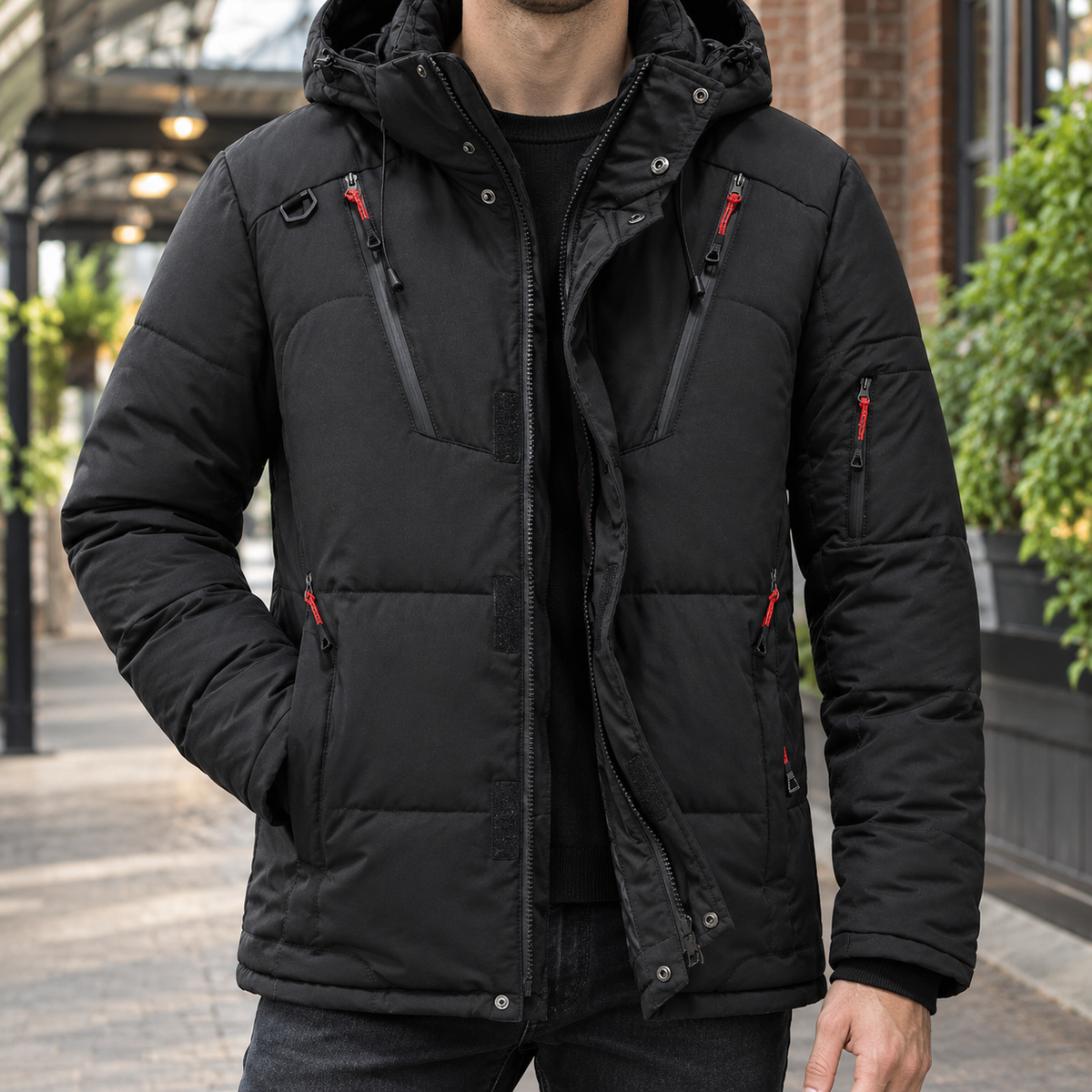 Albin Men's Down Padded Jacket — Adjustable Hood & Zip 1