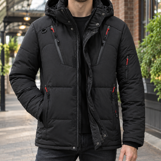 Albin Men's Down Padded Jacket — Adjustable Hood & Zip 1