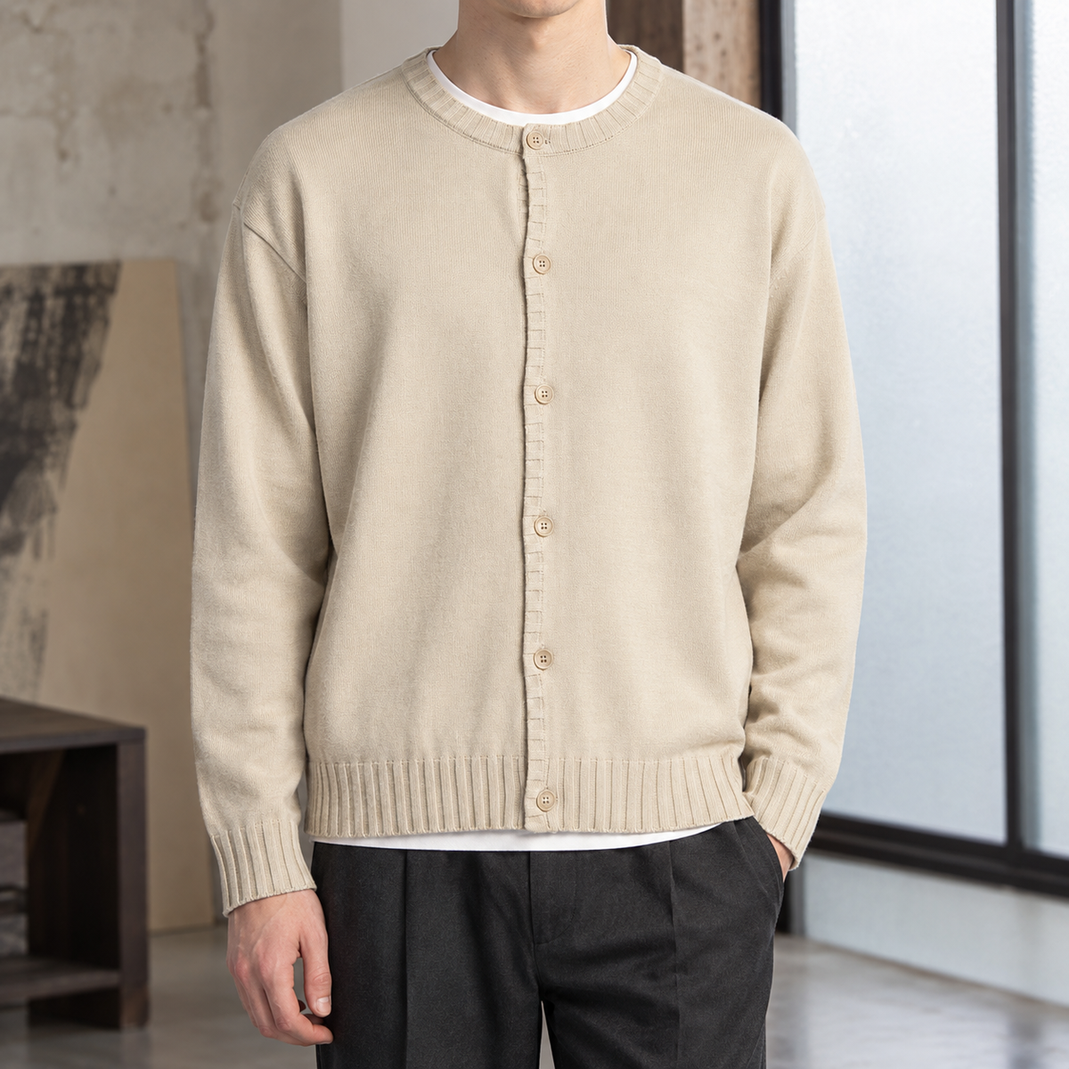 Adrian-Tate Button-Front Cardigan – Soft Knit Relaxed Fit 1