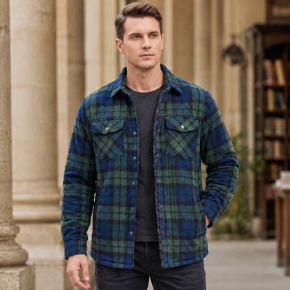 Adrian-Ellis Plaid Jacket – Quilted Men's Snap-Front Coat 1