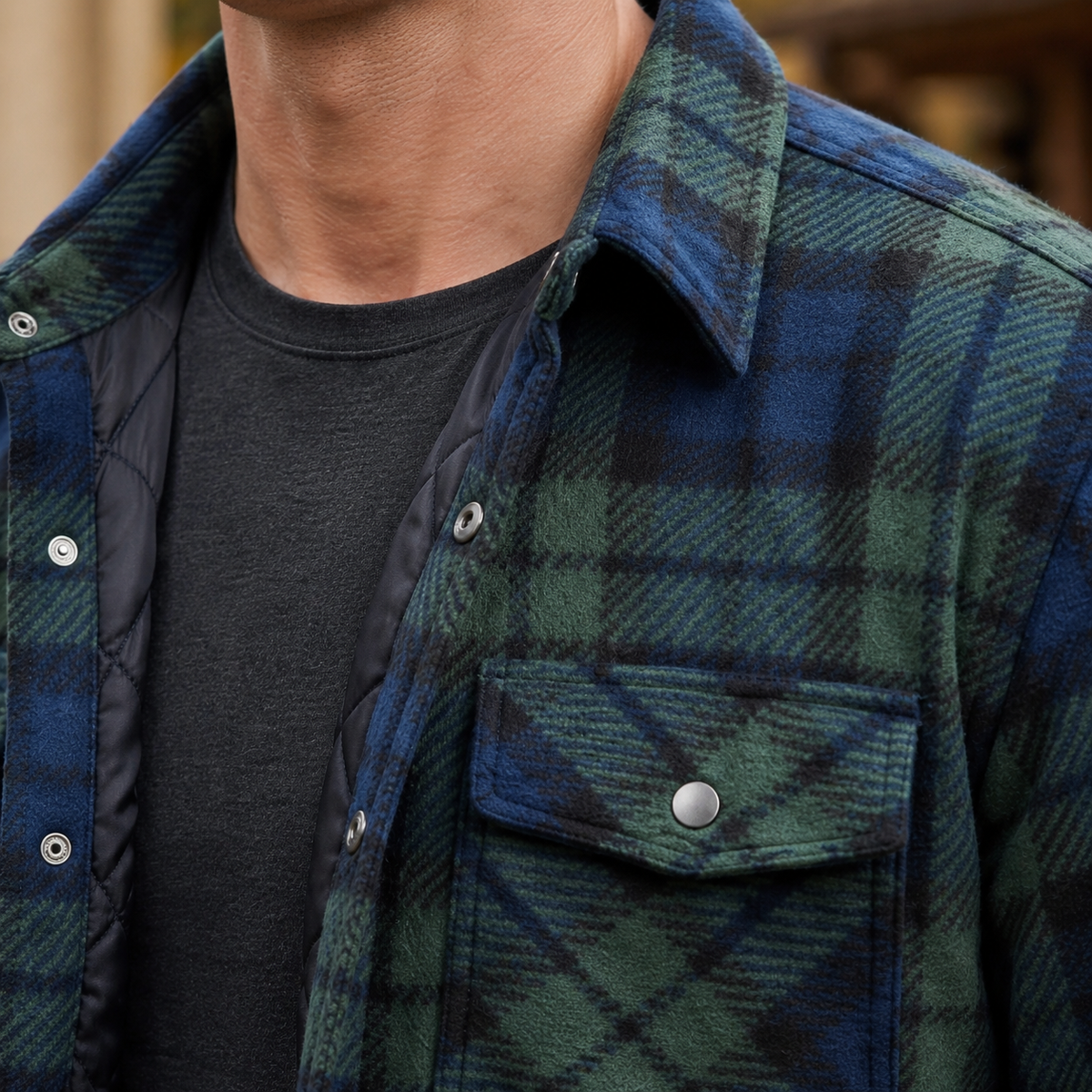Adrian-Ellis Plaid Jacket – Quilted Men's Snap-Front Coat 2