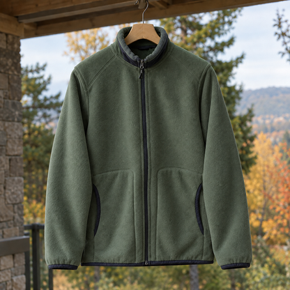 Men's Full-Zip Fleece Jacket — Soft Stand Collar Layer 3