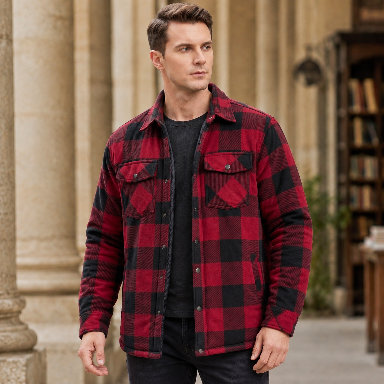 Adrian-Ellis Plaid Jacket – Quilted Men's Snap-Front Coat 3
