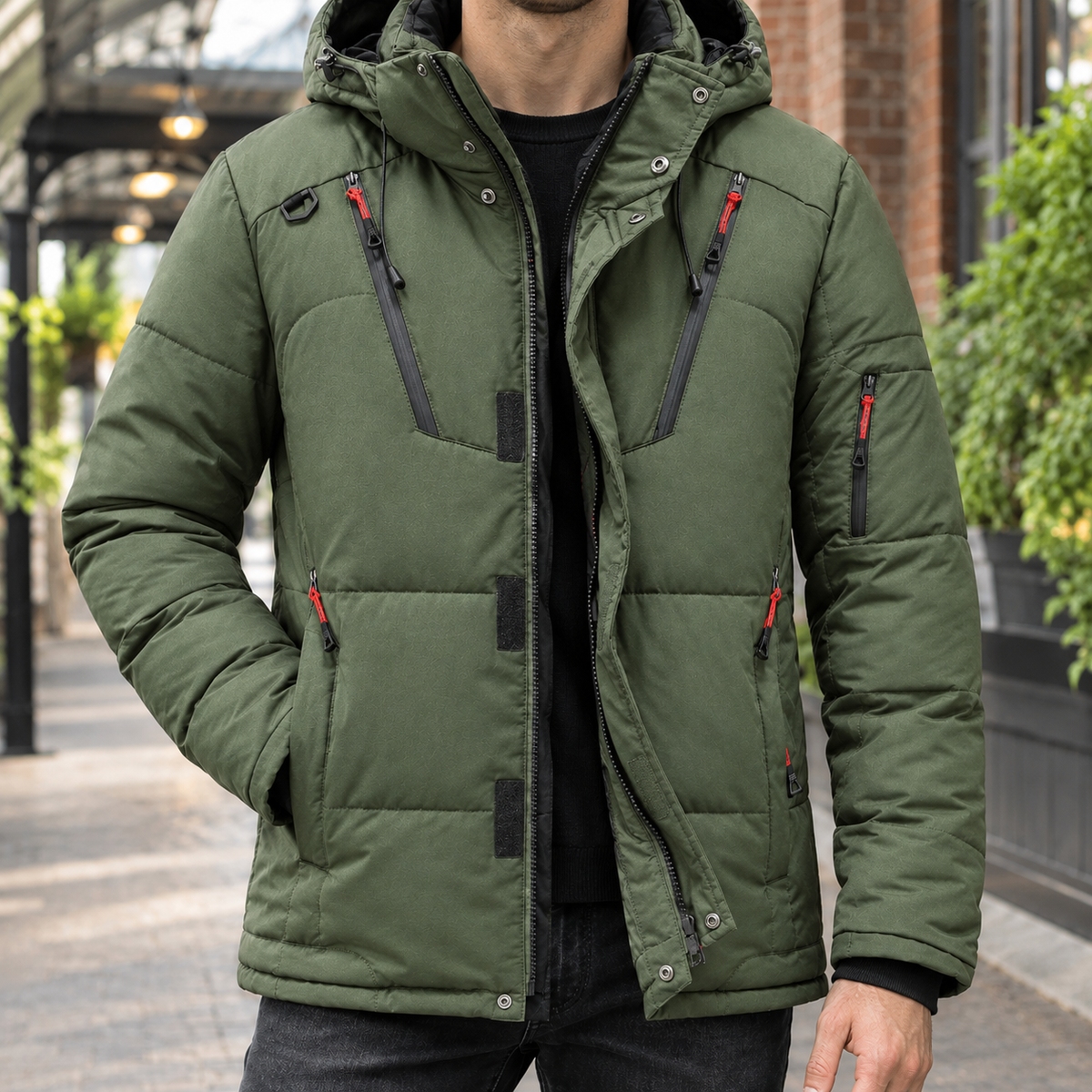 Albin Men's Down Padded Jacket — Adjustable Hood & Zip 3