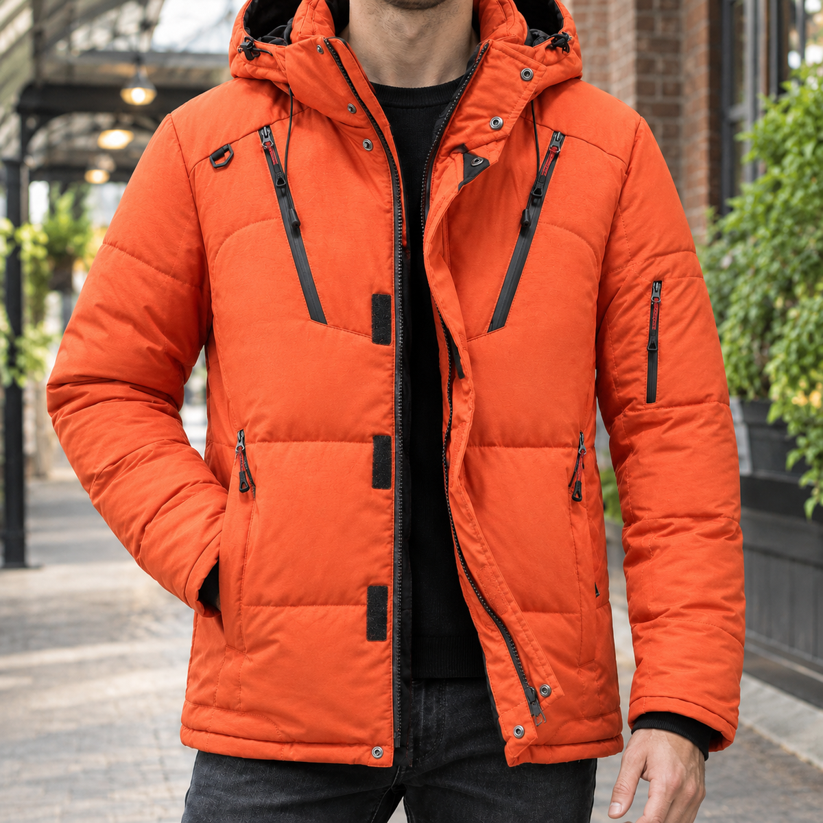 Albin Men's Down Padded Jacket — Adjustable Hood & Zip 4