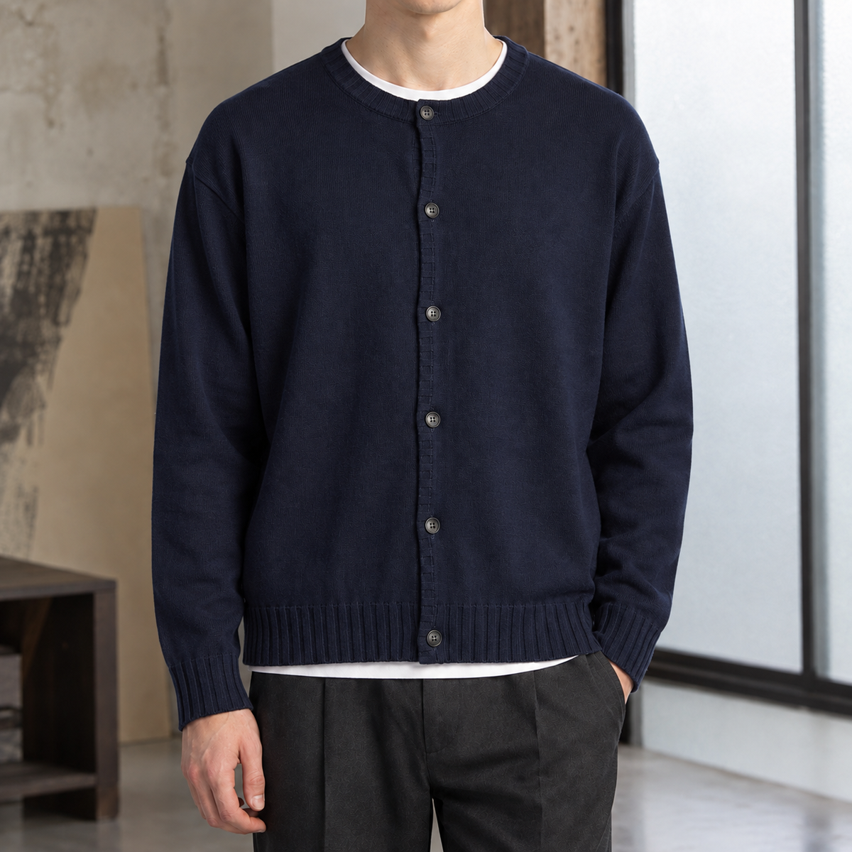 Adrian-Tate Button-Front Cardigan – Soft Knit Relaxed Fit 4