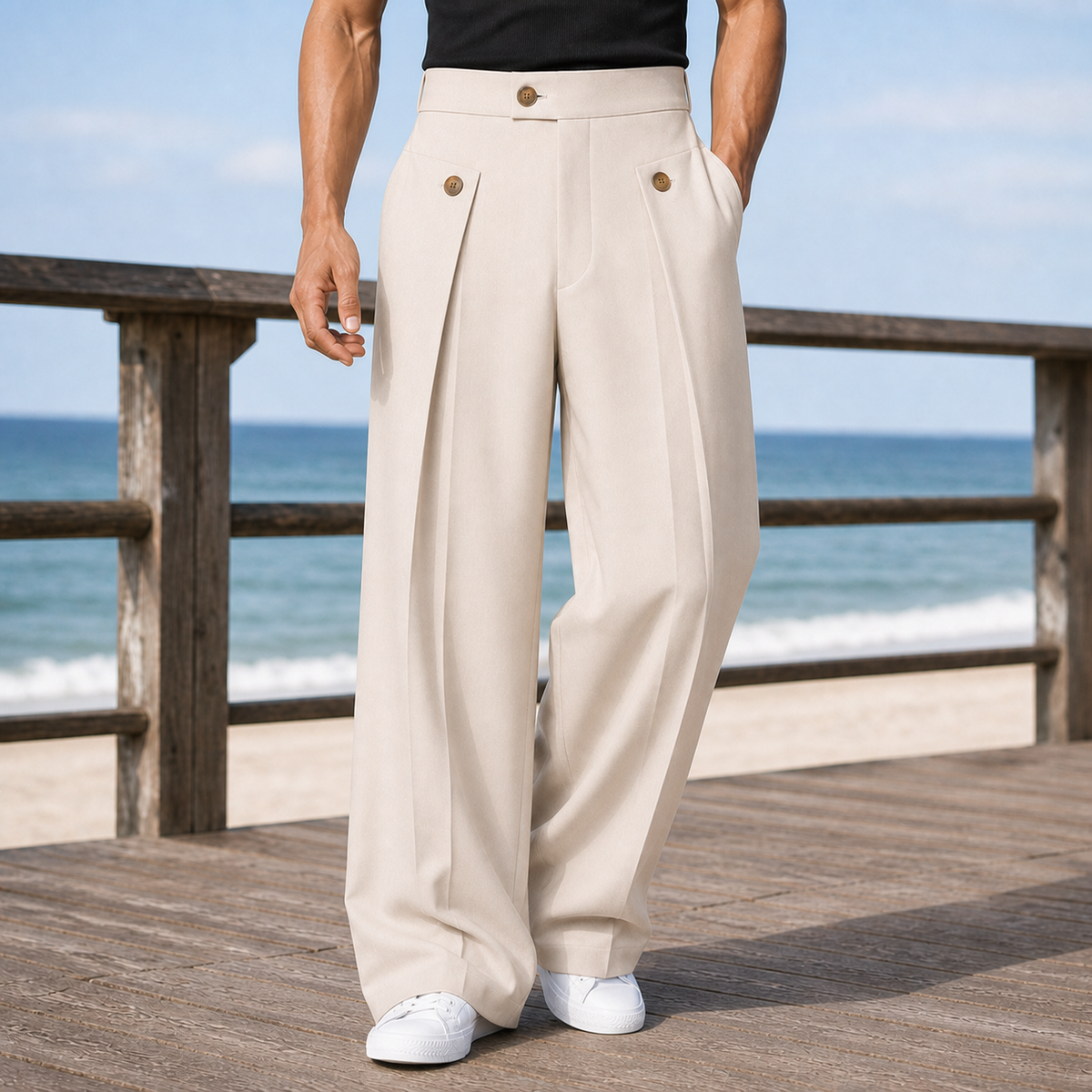 Men's Otto Wide Leg Pants — High-Rise Tailored Pleats 5