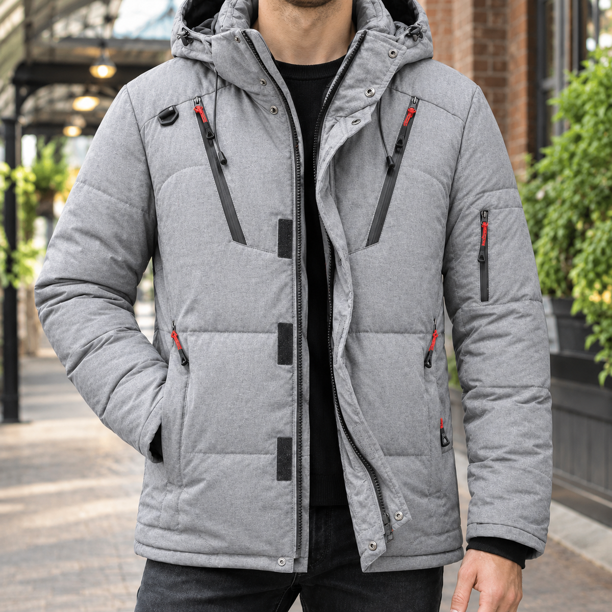 Albin Men's Down Padded Jacket — Adjustable Hood & Zip 6