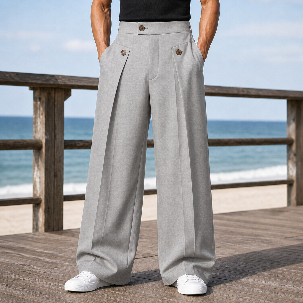Men's Otto Wide Leg Pants — High-Rise Tailored Pleats 6