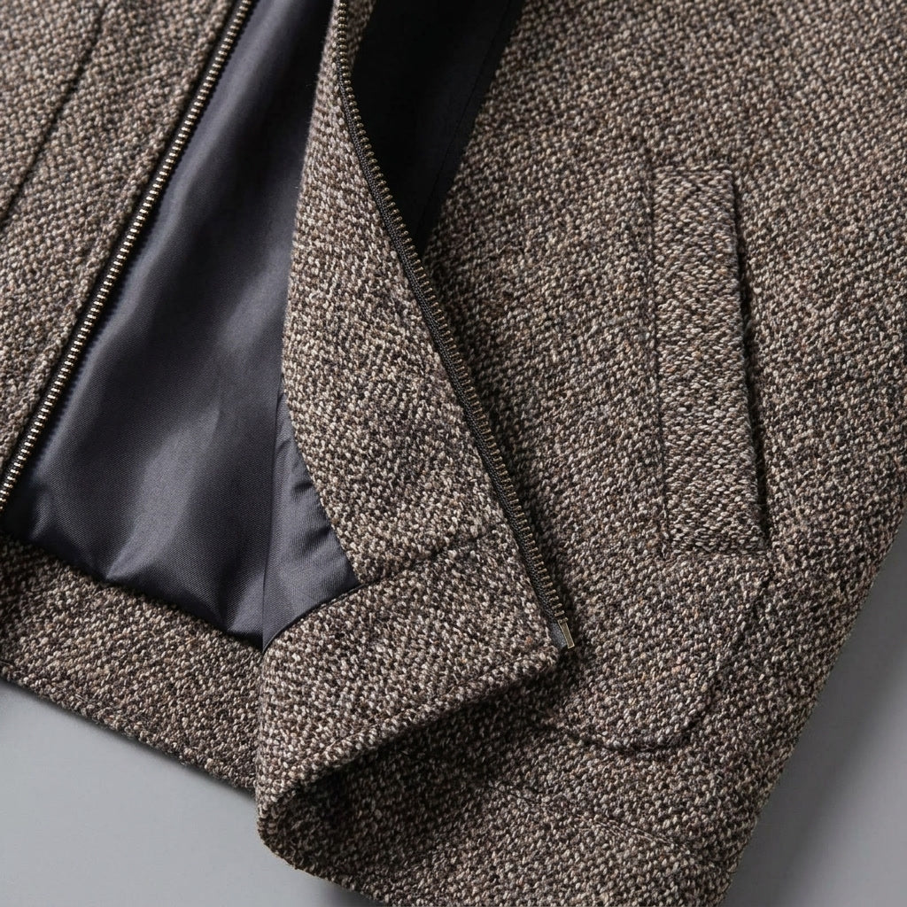 Knit Wool Full-Zip Jacket — Relaxed Fit Turn-Down Collar 4