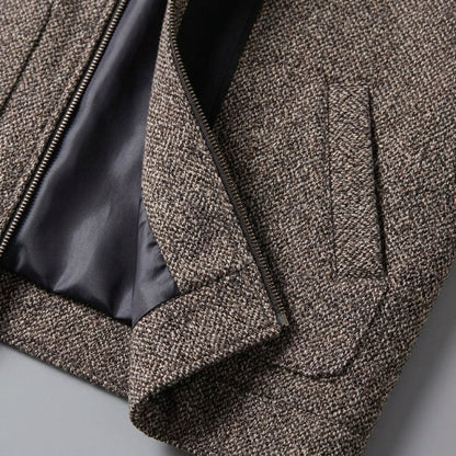 Knit Wool Full-Zip Jacket — Relaxed Fit Turn-Down Collar 4
