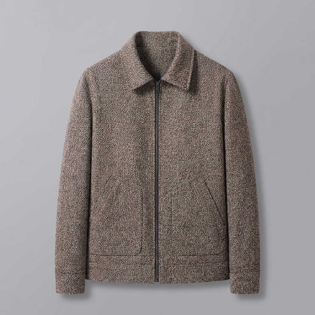 Knit Wool Full-Zip Jacket — Relaxed Fit Turn-Down Collar 2