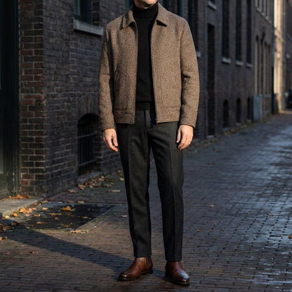 Knit Wool Full-Zip Jacket — Relaxed Fit Turn-Down Collar 5